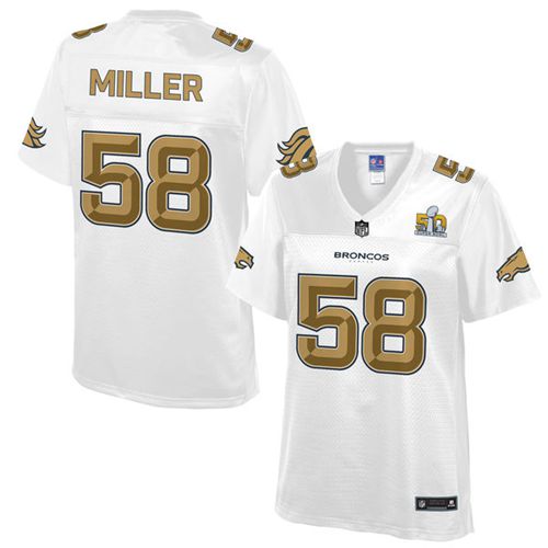 Nike Broncos #58 Von Miller White Women's NFL Pro Line Super Bowl 50 Fashion Game Jersey